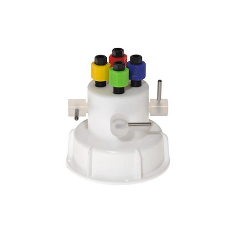 VICI Jour Safety Caps, DIN50 Threads, 4 Ports with Valves, 1/4-28 Connections - JR-S-15013 - Click Image to Close